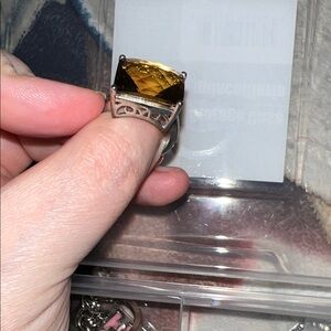 Silver Ring with Yellow Gemstone